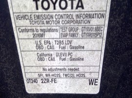 2016 TOYOTA COROLLA, GRAY, LE, 1.8L, AT.  Z25971